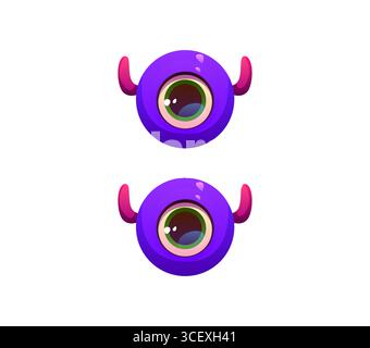 Police de caractère monstre bizarre ponctuation deux points. Halloween bogle personage signe de l'alphabet anglais, vecteur de dessin animé de personnage monstre marque de ponctuation de police anglaise. Horror Creature Kids ABC élément Illustration de Vecteur