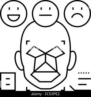illustration vectorielle d'icône de ligne de nlp face d'analyse de sentiment Illustration de Vecteur