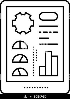 illustration vectorielle d'icône de ligne de tableau de bord de maintenance prédictive Illustration de Vecteur