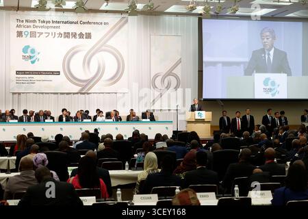 Yokohama, Japon. 20 août 2025. Le ministre japonais des Affaires étrangères Iwaya Takeshi prononce un discours lors de la cérémonie d’ouverture de la neuvième Conférence internationale de Tokyo sur le développement de l’Afrique à Pacifico Yokohama, près de Tokyo. (Crédit image : © Rodrigo Reyes Marin/ZUMA Press Wire) USAGE ÉDITORIAL SEULEMENT ! Non destiné à UN USAGE commercial ! Banque D'Images