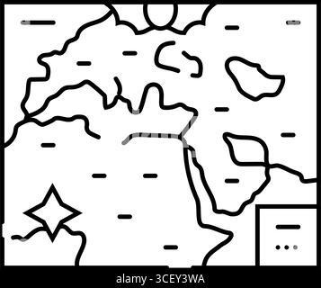 old world maps découvertes géographiques illustration vectorielle d'icône de ligne de découverte Illustration de Vecteur