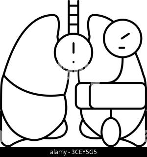 illustration vectorielle d'icône de ligne de maladie cardiologique d'hypertension pulmonaire Illustration de Vecteur