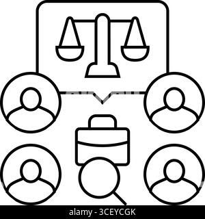 illustration vectorielle d'icône de ligne de chasse de tête d'embauche de diversité et d'inclusion Illustration de Vecteur