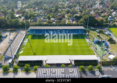 Lyngby, Danemark. 19 août 2025. Le Lyngby Stadion vu au Betinia Liga match entre Lyngby BK et Hilleroed à Lyngby. Crédit : Gonzales photo/Alamy Live News Banque D'Images