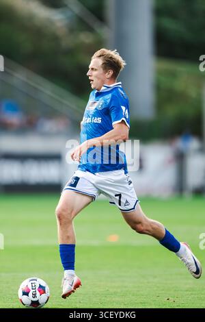 Lyngby, Danemark. 19 août 2025. Simon Colyn (7) de Lyngby BK vu lors du match de Betinia Liga entre Lyngby BK et Hilleroed au Lyngby Stadion à Lyngby. Crédit : Gonzales photo/Alamy Live News Banque D'Images