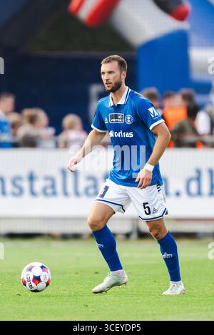 Lyngby, Danemark. 19 août 2025. Mihajlo Ivancevic (5) de Lyngby BK vu lors du match de Betinia Liga entre Lyngby BK et Hilleroed au Lyngby Stadion à Lyngby. Crédit : Gonzales photo/Alamy Live News Banque D'Images