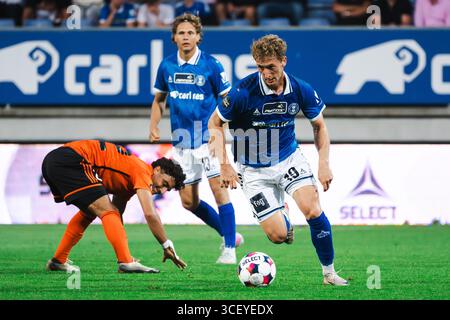 Lyngby, Danemark. 19 août 2025. Gustav Fraulo (19 ans) de Lyngby BK vu lors du match de Betinia Liga entre Lyngby BK et Hilleroed au Lyngby Stadion à Lyngby. Crédit : Gonzales photo/Alamy Live News Banque D'Images