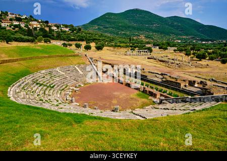 Grèce, Péloponnèse, site archéologique de Messène, théâtre antique Banque D'Images
