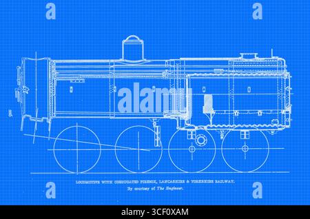 Locomotive avec chambre à combustion ondulée, Lancashire & Yorkshire Railway de l'article CARACTÉRISTIQUES SPÉCIALES DANS LA CONCEPTION DES CHAUDIÈRES DE LOCOMOTIVE ET DES CHAMBRES À COMBUSTION. Par Charles S. Lake. Tiré de l'Engineering Magazine consacré au progrès industriel volume XXVI octobre 1903 - mars 1904 The Engineering Magazine Co Banque D'Images