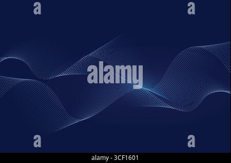 Fond d'onde de particule abstrait avec des points bleus Illustration de Vecteur