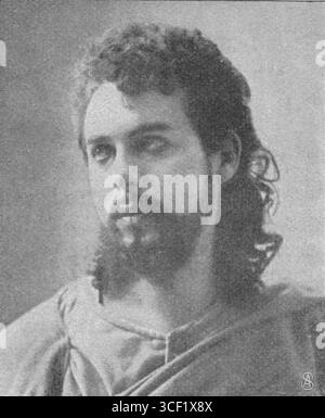 Cette image de 1904 montre Carl Perron dans le rôle d'Amfortas, un personnage de l'opéra *Parsifal* de Richard Wagner. Le portrait illustre Perron en costume, dépeignant le roi Amfortas blessé dans un moment d'intensité dramatique. Banque D'Images