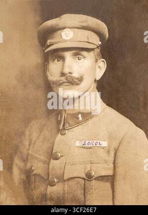 Frantisek Pelcak (1879-1942), agriculteur tchèque et maire, a été impliqué dans des activités de résistance anti-allemande pendant la seconde Guerre mondiale. Il a été arrêté par la Gestapo en juin 1942, condamné à mort et déporté au camp de concentration de Mauthausen, où il est mort en octobre 1942. Banque D'Images