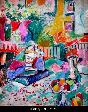 France, Paris, Musée d'Art moderne de Paris (MAM), exposition Matisse et Marguerite, intérieur avec une fille (lecture), 1905-1906, Musée de l'Art moderne Banque D'Images