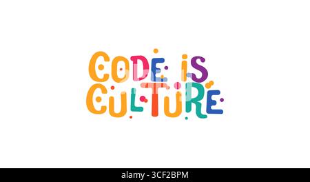 Le code du slogan Trendy Tech est la culture dans un style pétillant amusant. Idéal pour le merch des développeurs, le codage de la marque communautaire, le contenu social ou les impressions de start-ups technologiques Illustration de Vecteur