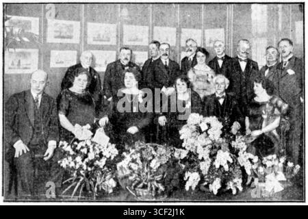 Une photographie prise le 25 février 1925, montrant la célébration et la reconnaissance de Jan Maandag, un décorateur de théâtre néerlandais notable. Banque D'Images