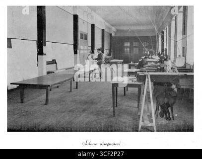 Salon de la section topographique de l’Institut géographique militaire italien à l’Escuela de Artes y Oficios à Vitoria-Gasteiz. Le bâtiment était auparavant un conservatoire de musique. Vitoria-Gasteiz (Álava-Araba), Espagne, 1937-1939. Banque D'Images