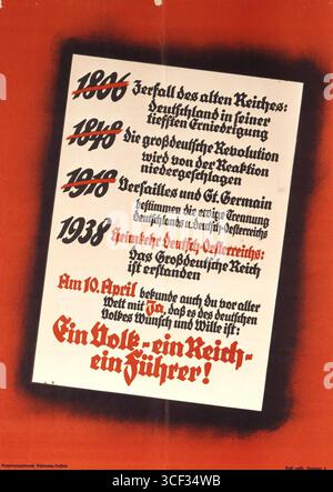 Le slogan nazi "Ein Volk, ein Reich, ein Führer" a été utilisé après l'annexion de l'Autriche en 1938 pour promouvoir l'unité des Allemands et des Autrichiens sous la direction d'Adolf Hitler. Banque D'Images