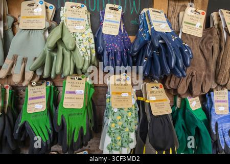 Angleterre, Somerset, Bath, Royal Victoria Park, le jardin urbain, présentoir coloré de gants de jardinage Banque D'Images