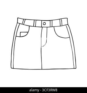 Vector esquisse dessinée à la main doodle contour jupe de Jean isolé sur fond blanc Illustration de Vecteur