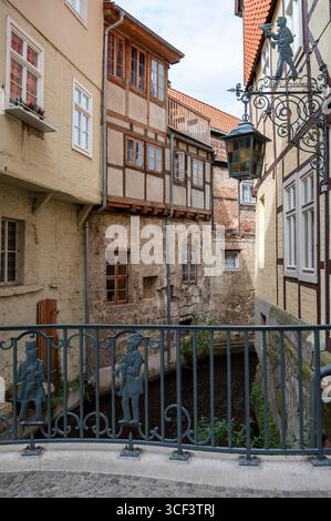 Maisons à colombages dans la vieille ville de Quedlinburg en Saxe-Anhalt, Allemagne Banque D'Images