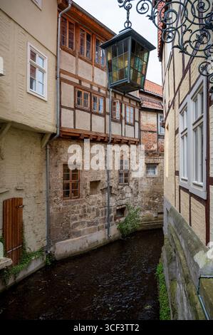 Maisons à colombages dans la vieille ville de Quedlinburg en Saxe-Anhalt, Allemagne Banque D'Images