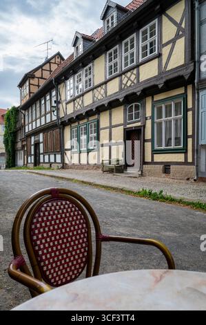 Maisons à colombages dans la vieille ville de Quedlinburg en Saxe-Anhalt, Allemagne Banque D'Images