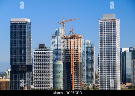 Vue aérienne sur le quartier résidentiel de Burnaby, Metro Vancouver, Colombie-Britannique, Canada. Banque D'Images