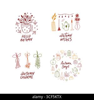Illustration vectorielle confortable d'automne dessinée à la main Illustration de Vecteur