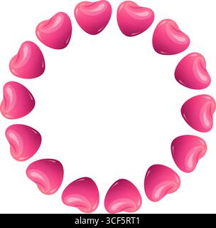 Un cadre avec des coeurs roses brillants, parfait pour la Saint-Valentin, des designs à thème d'amour, ou des arrière-plans romantiques. Illustration de Vecteur