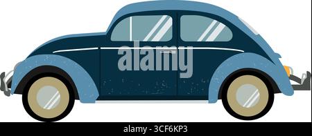 Voiture rétro, illustration vectorielle, voiture rétro avec texture rugueuse, vintage Illustration de Vecteur