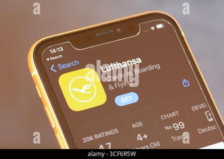 Application Lufthansa dans Apple App Store Banque D'Images
