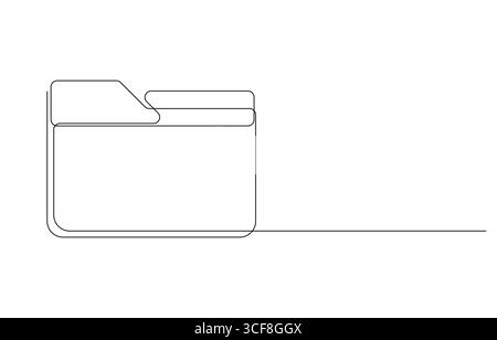 Dessin au trait minimaliste d'un dossier de fichier, icône d'arrière-plan des documents de contour, illustration d'un dessin au trait du document Illustration de Vecteur