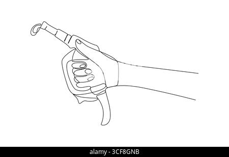 Distributeur de pistolet à gaz de ravitaillement en ligne continue unique Industrie de l'essence voiture d'affaires pompe diesel remplissage titre, pistolet à essence isolé Illustration de Vecteur