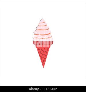 Cône de crème glacée, délicieuse crème glacée, gâterie de dessert sucré, cuillère de crème glacée colorée, collation d'été, dessert glacé en cône, crème glacée savoureuse pour les enfants et Illustration de Vecteur