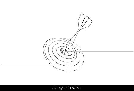 Dessin continu d'une seule ligne cible modifiable au centre avec une flèche. Concept pour l'entreprise d'atteindre la cible Illustration de Vecteur