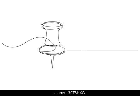 Illustration d'une seule ligne d'une goupille à pousser, dessin en continu d'une goupille à pousser, dessin en continu d'une goupille à pousser sur une ligne horizontale Illustration de Vecteur