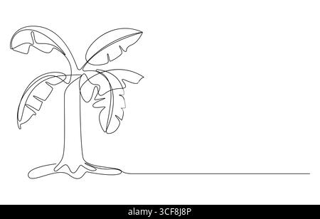 Illustration de bananier d'art au trait sur blanc, art botanique minimaliste, dessin au trait d'un bananier Illustration de Vecteur