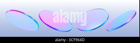 Disques de podium holographiques 3D avec gradient irisé - plates-formes rondes flottantes en spectre violet bleu rose, éléments de scène transparents pour l'affichage de produits, la présentation ou la vitrine numérique moderne. Illustration de Vecteur
