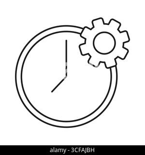 Icône d'engrenage de l'horloge. Symbole de gestion du temps. Illustration de l'optimisation de la productivité. Elément d'efficacité vectorielle. Illustration de Vecteur