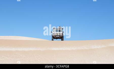 Aventure conduite hors route sur une dune de sable, péninsule d'Eyre, Australie méridionale Banque D'Images