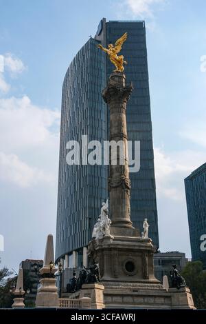 Mexico, Mexique - 3 février 2025 : Monument à l'indépendance, également connu sous le nom d'Ange de l'indépendance, par l'architecte Antonio Rivas Mercado. Banque D'Images