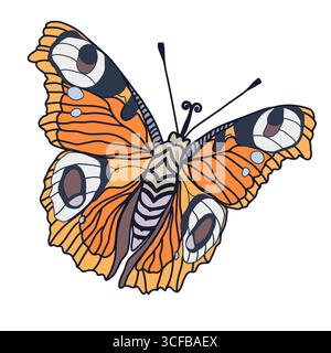 Monarque papillons vecteur illustration d'insecte dessinée à la main isolé sur fond blanc Illustration de Vecteur