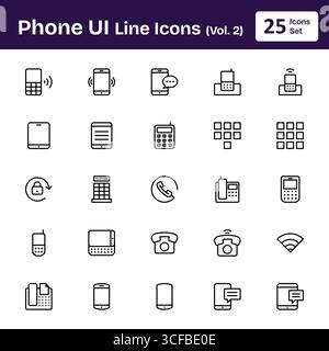 Icônes de ligne d'interface utilisateur du téléphone (Vol. 2) Illustration de Vecteur