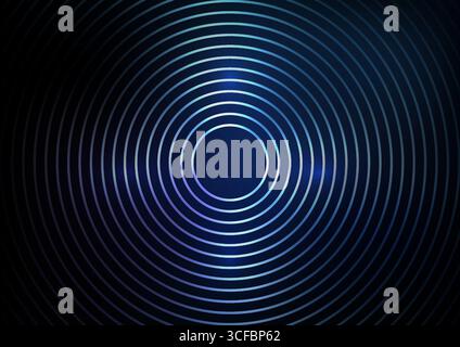 fond de technologie futuriste avec des cercles concentriques brillants sur une surface bleu foncé, créant un effet d'ondulation d'inspiration cyber idéal pour le moderne Illustration de Vecteur