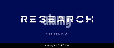 Alphabet géométrique de coupe futuriste, police de découpe minimaliste audacieuse, police de caractères tech élégante pour la marque numérique, logo de cybersécurité, démarrage fintech Illustration de Vecteur