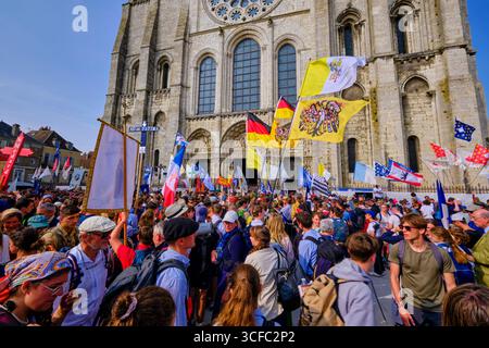 France, Eure-et-Loir, Chartres, Cathédrale notre Dame, Chartres pèlerinage de notre Dame du Christianisme Banque D'Images
