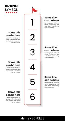 Modèle d'infographie avec 6 options ou étapes. Drapeau. Peut être utilisé pour la mise en page de flux de travail, diagramme, bannière, webdesign. Illustration vectorielle Illustration de Vecteur