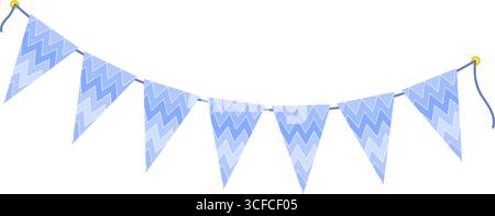 Monochrome Bleu Triangulaire Pennant Garland sur corde Blue Monday Holiday ou Winter élément de conception idée. Illustration vectorielle isolée de la saison d'hiver carte de voeux affiche, bannière, dépliant, bannière, étiquette Illustration de Vecteur