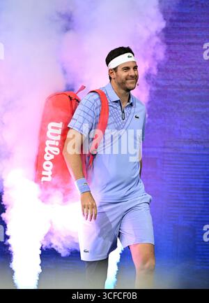 Flushing NY, États-Unis. 21 août 2025. Juan Martin del Potro est vu lors du match de l'exposition Stars of the Open au stade Arthur Ashe à l'USTA Billie Jean King National Tennis Center le 21 août 2025 à Flushing Queens. Crédit : Mpi04/Media Punch/Alamy Live News Banque D'Images
