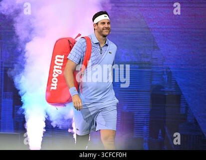 Flushing NY, États-Unis. 21 août 2025. Juan Martin del Potro est vu lors du match de l'exposition Stars of the Open au stade Arthur Ashe à l'USTA Billie Jean King National Tennis Center le 21 août 2025 à Flushing Queens. Crédit : Mpi04/Media Punch/Alamy Live News Banque D'Images